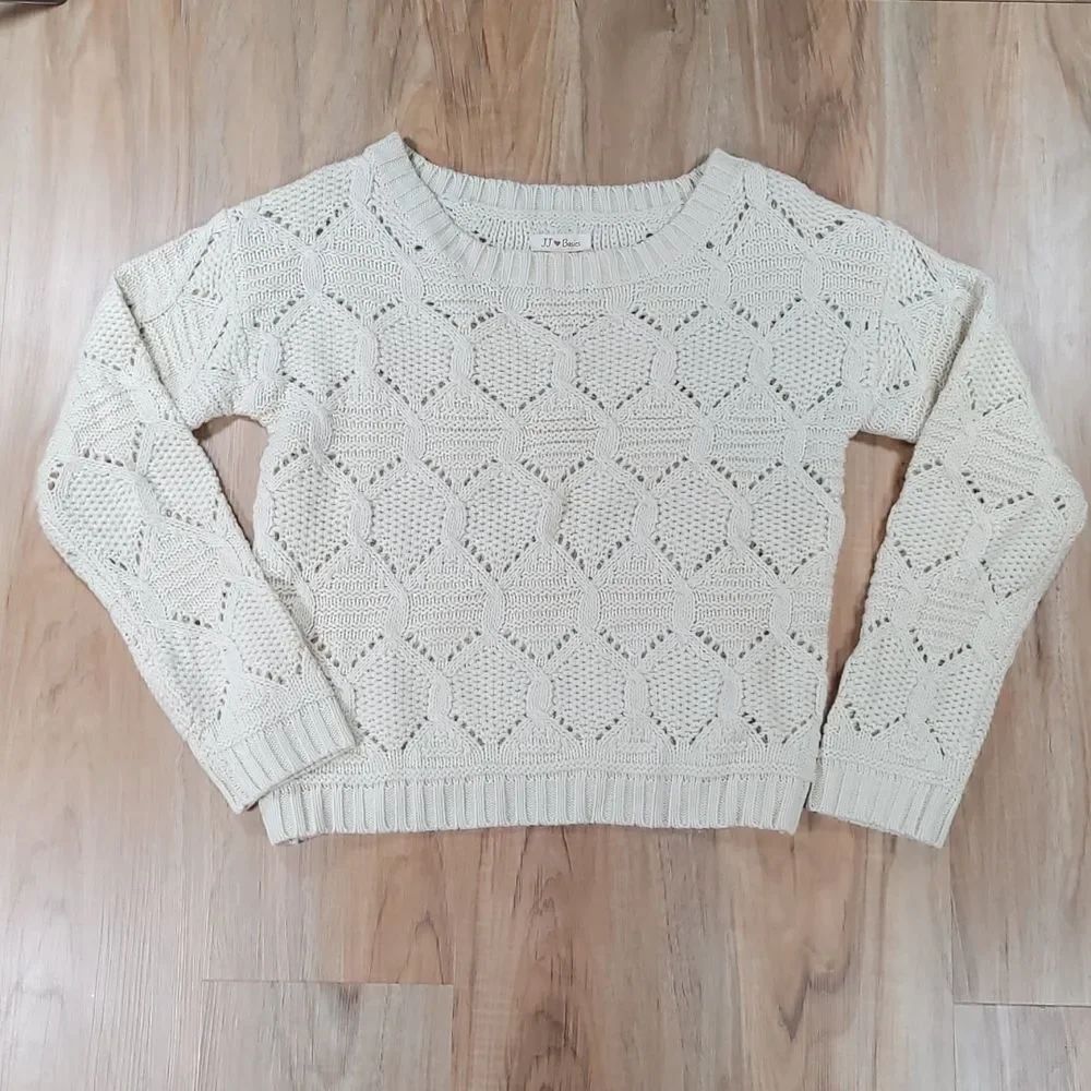 🔸️JJ Basics Cream Knit Long Sleeve Sweater Small